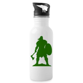 Wikinger Krieger Silhouette - Trinkflasche mit integriertem Trinkhalm - Weiß - Rechts
