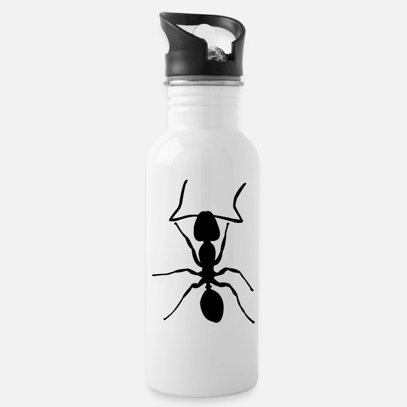 ant - Trinkflasche mit integriertem Trinkhalm - Weiß