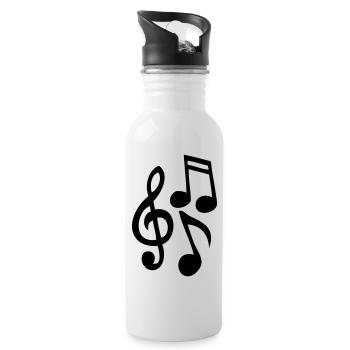 Musiknoten - Trinkflasche mit integriertem Trinkhalm - Weiß - Rechts