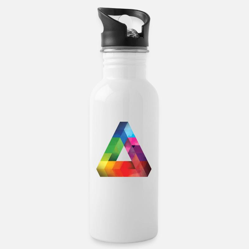 Dreieck - Trinkflasche mit integriertem Trinkhalm - Weiß