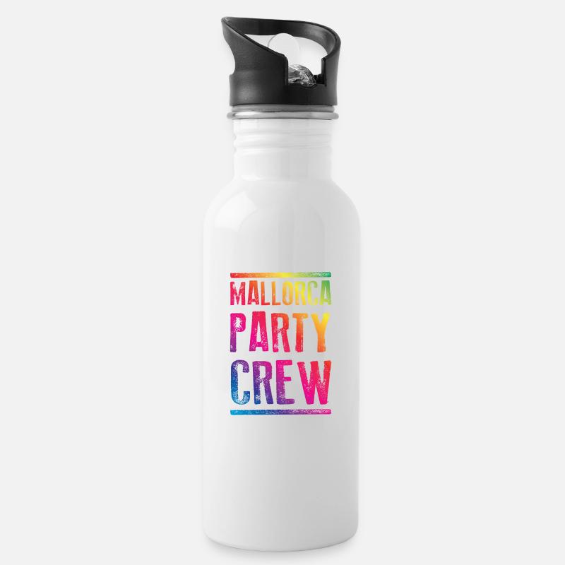 Mallorca party crew bunt - Trinkflasche mit integriertem Trinkhalm - Weiß