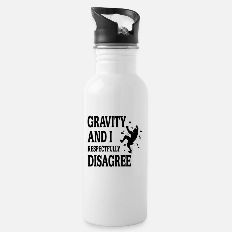 Bouldern - Trinkflasche mit integriertem Trinkhalm - Weiß