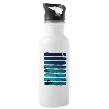 Aurora Borealis Northern Lights Alaska Night Sky - Water bottle with straw - white - Right