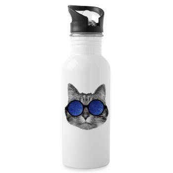 Galaxy cat - Water bottle with straw - white - Right