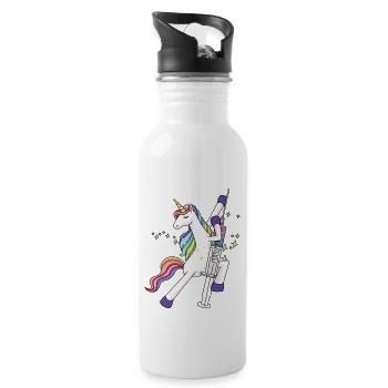 Einhorn mit Glitzer Spritze Impfung Kind Baby Arzt - Trinkflasche mit integriertem Trinkhalm - Weiß - Rechts