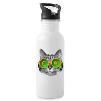 Katzengeldbrille - Trinkflasche mit integriertem Trinkhalm - Weiß - Rechts