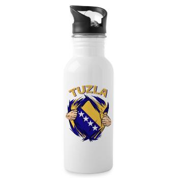 Proud Bosnian Bosniaks Tuzla Bosnia - Water bottle with straw - white - Right