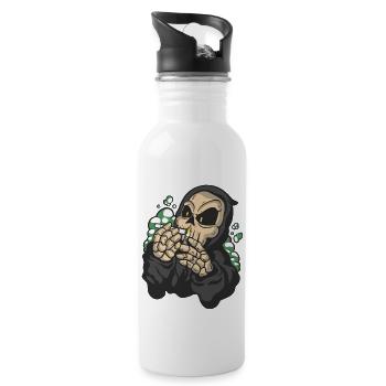 Cannabis Weed Grim Reaper Halloween Costume - Water bottle with straw - white - Right