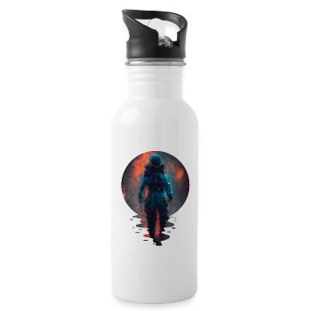 Astronaut In Space Surreal Nebula Sunset Space - Water bottle with straw - white - Right