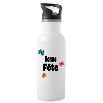 BONNE FÊTE. FÊTE DES MÈRES. FÊTE DES PÈRES. FÊTE - Gourde avec paille intégrée - blanc - Droite