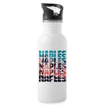 Naples Beach Vacation Florida Ocean Palm Tree - Water bottle with straw - white - Right