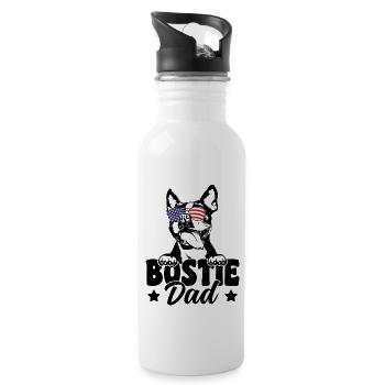 Bostie Dad Patriotic Boston Terrier Hundeliebhaber 4. Platz - Trinkflasche mit integriertem Trinkhalm - Weiß - Rechts