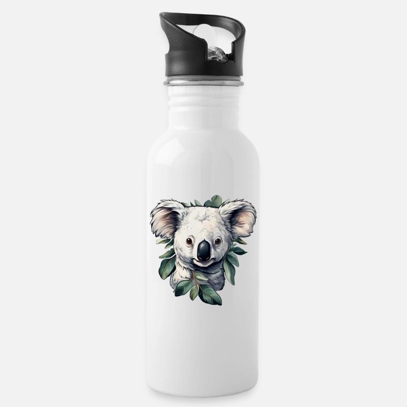 Koala - Trinkflasche mit integriertem Trinkhalm - Weiß