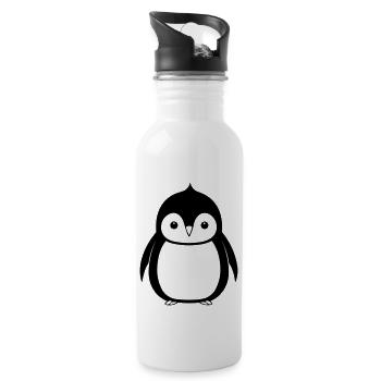 Pinguin - Trinkflasche mit integriertem Trinkhalm - Weiß - Rechts