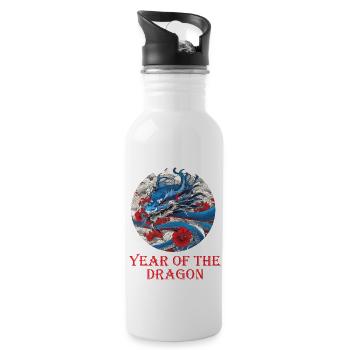 year of the dragon,dragon,dragon,dragon,year of the dragon - Water bottle with straw - white - Right