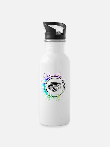 Skibrille icon - Trinkflasche mit integriertem Trinkhalm - Weiß