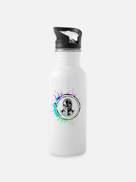 Ritter Helm - Trinkflasche mit integriertem Trinkhalm - Weiß