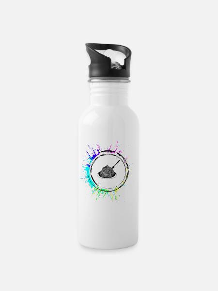 Spaghetti symbol - Trinkflasche mit integriertem Trinkhalm - Weiß