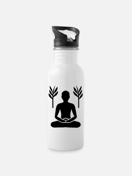 Meditation - Trinkflasche mit integriertem Trinkhalm - Weiß