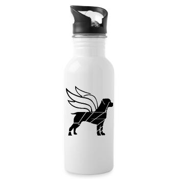 Rottweiler Angel with Wings Silhouette - Water bottle with straw - white - Right