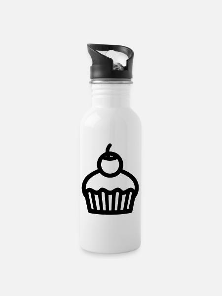 Cupcake - Trinkflasche mit integriertem Trinkhalm - Weiß
