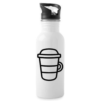 Kaffeebecher - Trinkflasche mit integriertem Trinkhalm - Weiß - Rechts