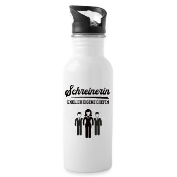 Schreinerin Chefin Selbstständigkeit Firma Gründen - Trinkflasche mit integriertem Trinkhalm - Weiß - Rechts