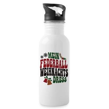 Federballerin Weihnachten Federball Spielerin XMAS - Trinkflasche mit integriertem Trinkhalm - Weiß - Rechts