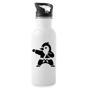 Pingouin Karaté Arts Martiaux Arts Martiaux Silhouette - Gourde avec paille intégrée - blanc - Droite