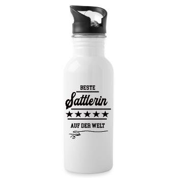 Sattlerin Sattler Frauen Autosattler Ledersattler - Trinkflasche mit integriertem Trinkhalm - Weiß - Rechts