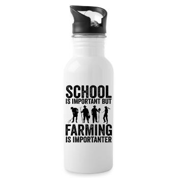 Die Schule ist wichtig, aber die Landwirtschaft ist noch wichtiger - Trinkflasche mit integriertem Trinkhalm - Weiß - Rechts