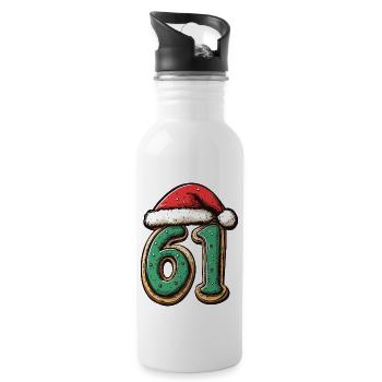 61 Number Christmas Cookie - Water bottle with straw - white - Right