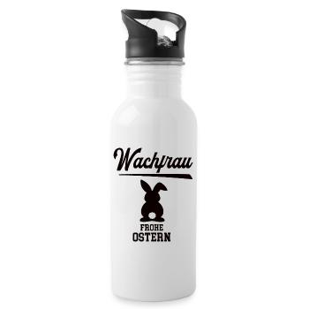 Wachfrau Frohe Ostern Ostergeschenk Wachdienst - Trinkflasche mit integriertem Trinkhalm - Weiß - Rechts