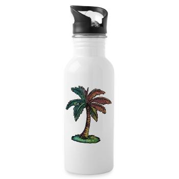 Palm Tree Beach - Water bottle with straw - white - Right