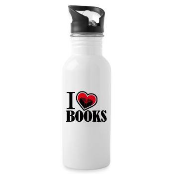 I love books and reading - Water bottle with straw - white - Right