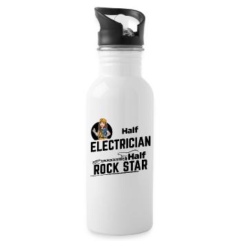 Electrician - Half Rock Star - Water bottle with straw - white - Right