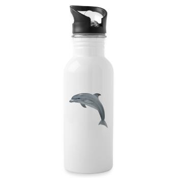 Süßer Delfin - Trinkflasche mit integriertem Trinkhalm - Weiß - Rechts