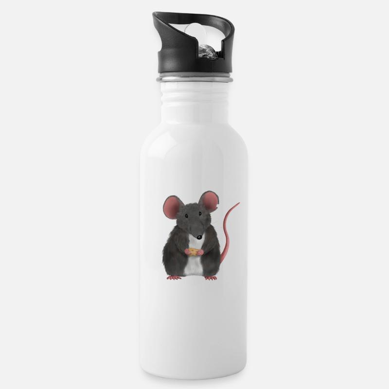 Petite souris ou rat mignon - Gourde avec paille intégrée - blanc