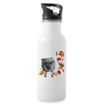 Süßes Schaf im Herbst - Trinkflasche mit integriertem Trinkhalm - Weiß - Rechts