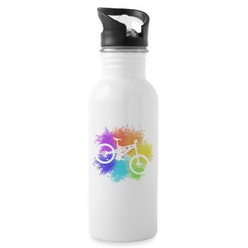 Buntes Mountainbike - Trinkflasche mit integriertem Trinkhalm - Weiß - Rechts
