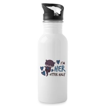 Her Otter half - süßer Partnerlook für Ihn, Otter - Trinkflasche mit integriertem Trinkhalm - Weiß - Rechts