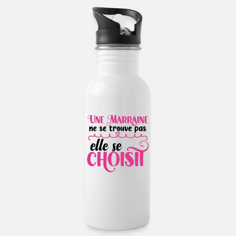 Idée cadeau marraine, future naissance, nouveau-né - Gourde avec paille intégrée - blanc