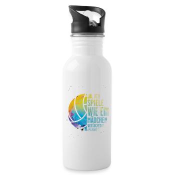 Play like a girl - Volleyball Sand Sport Mädchen - Trinkflasche mit integriertem Trinkhalm - Weiß - Rechts