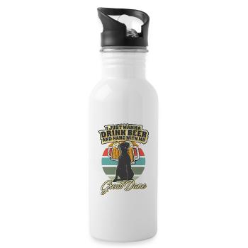 Drink Beer And Hang With My Great Dane - Trinkflasche mit integriertem Trinkhalm - Weiß - Rechts