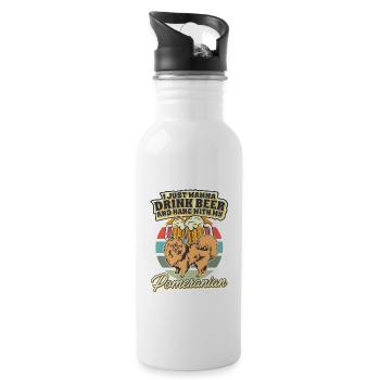 Drink Beer And Hang With My Pomeranian - Trinkflasche mit integriertem Trinkhalm - Weiß - Rechts