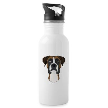 Boxer Lover I Dog Lover I Boxer - Water bottle with straw - white - Right