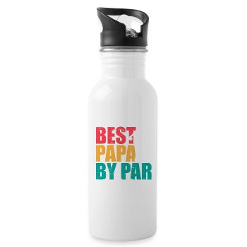 Golf Lover Papa I Dad Father I Best Papa By Par - Water bottle with straw - white - Right