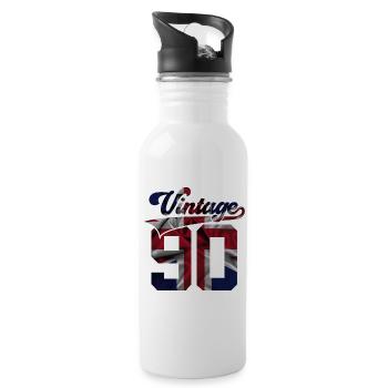 36TH BIRTHDAY UK VINTAGE 1990 - Water bottle with straw - white - Right