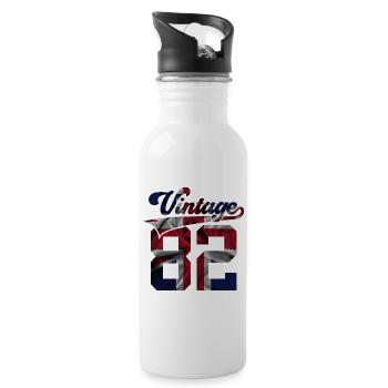 44TH BIRTHDAY UK VINTAGE 1982 - Water bottle with straw - white - Right
