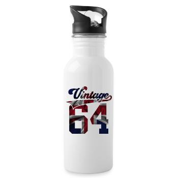 62ND BIRTHDAY UK VINTAGE 1964 - Water bottle with straw - white - Right